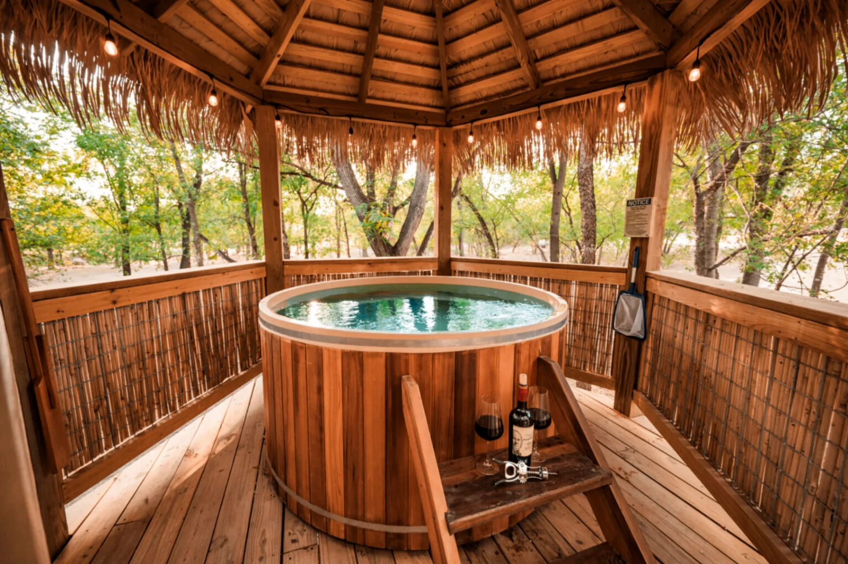 Hot tub gazebo in the woods